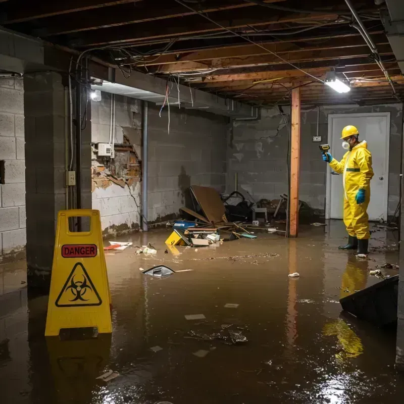 Flooded Basement Electrical Hazard in Collins, MS Property